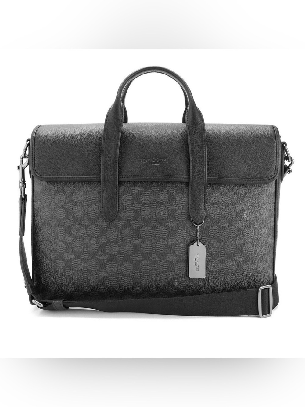 Coach COACH Shoulder Bag Sullivan Portfolio Brief Case Charcoal Black